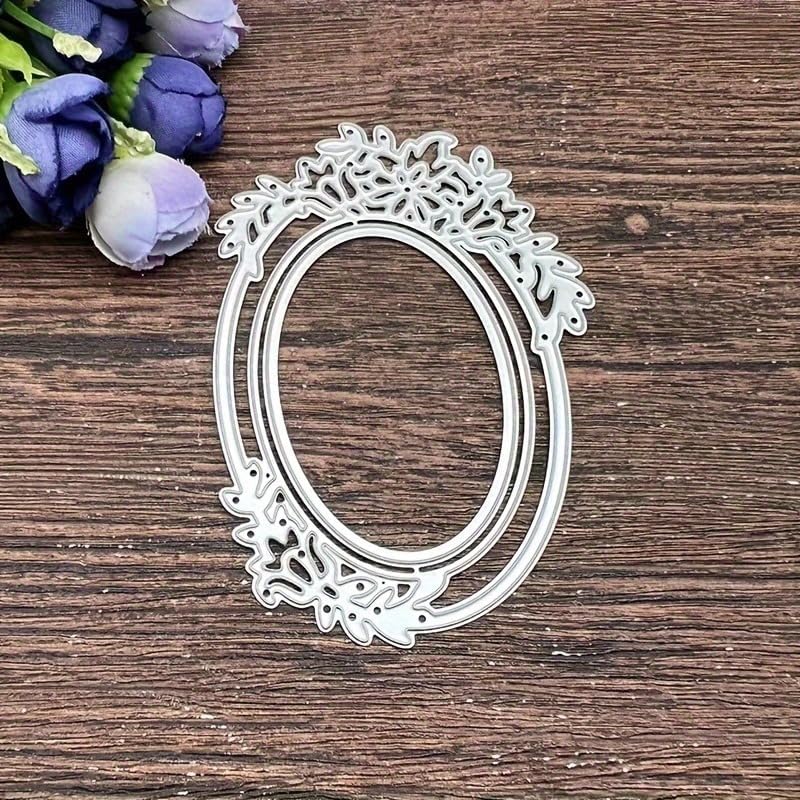 Lapoo Flowers Metal Cutting Die for Scrapbooking - Durable, Cut Stencils for DIY Scrapbook Photo Album Decorative Paper Card, Card Making Supplies, Embossing (Oval Flower Frame 4 x 2.8 in) - Image 4